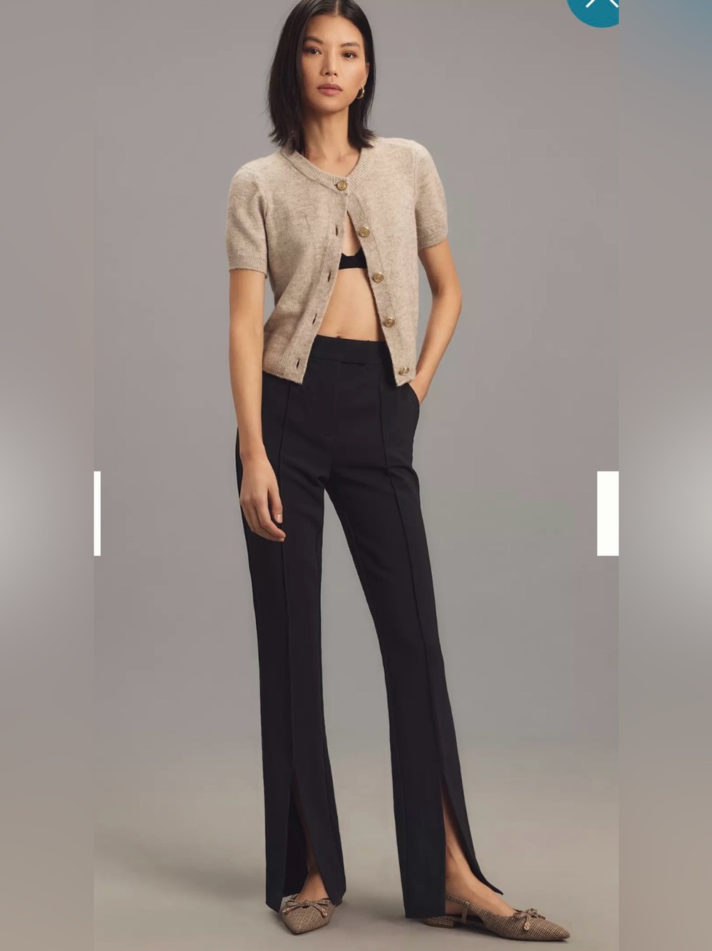 pistola Black Wide-Leg Split-Hem Trousers